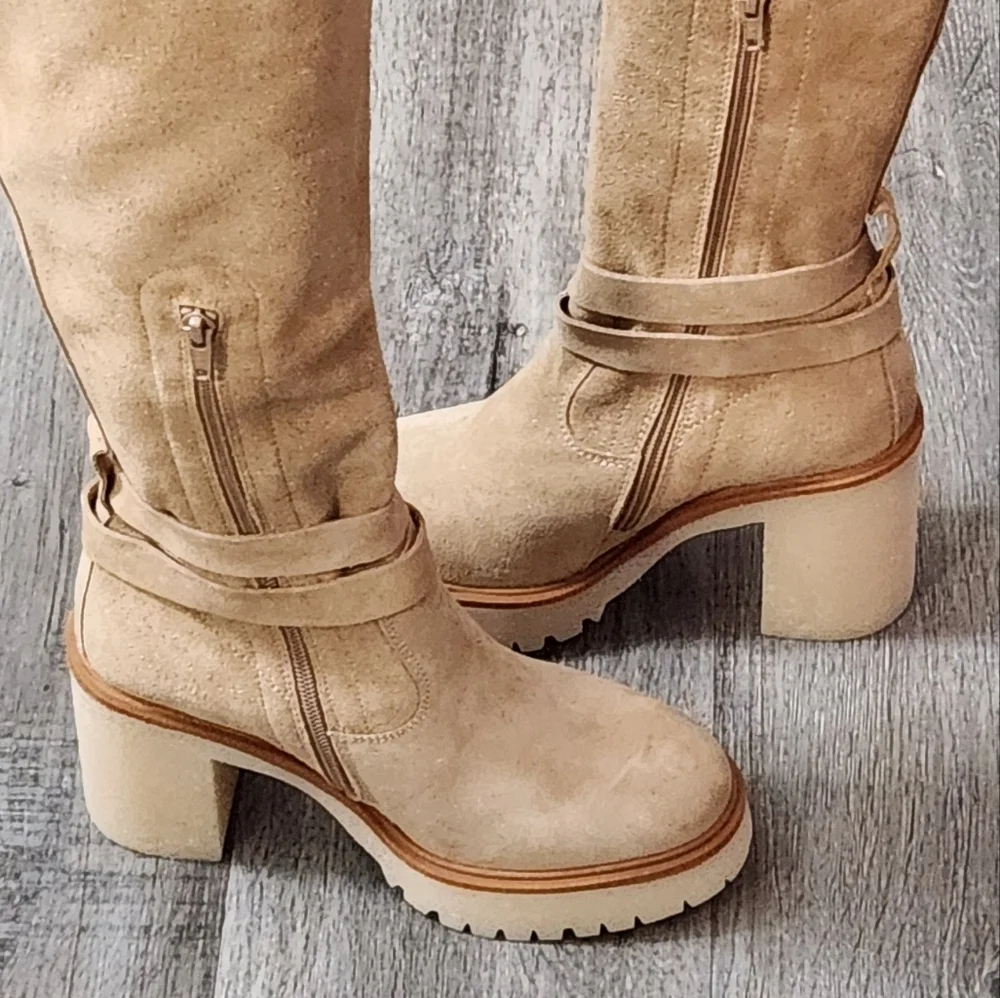 Free People Jasper Leather Platform‎ Over The Knee Tall  Boots